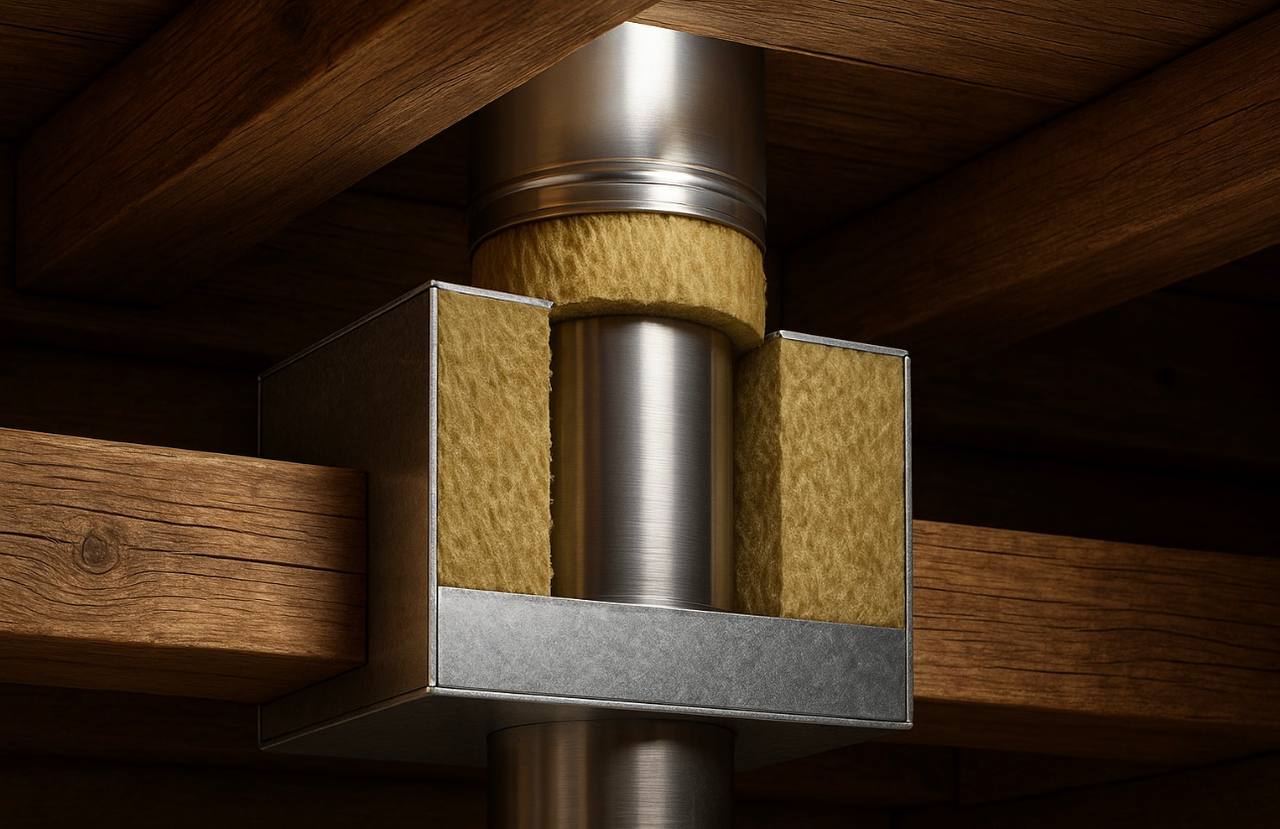 Проходной узел для дымохода: назначение и классификация