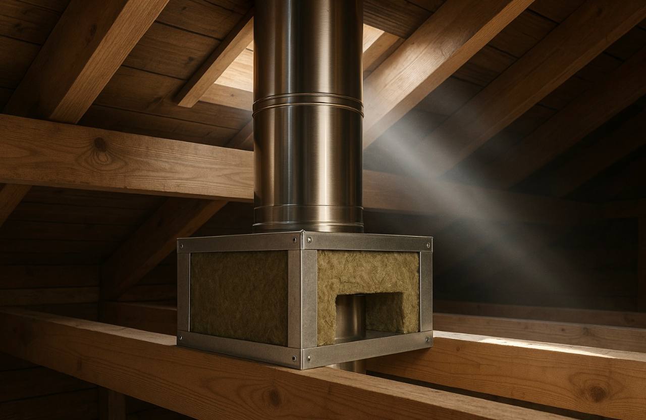 Дымоход через потолок и крышу - технические требования и назначение